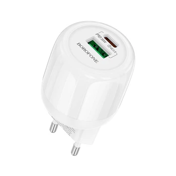 Блок питания Borofone BA94A 30W, сетевой адаптер быстрой зарядки USB-C/USB-A