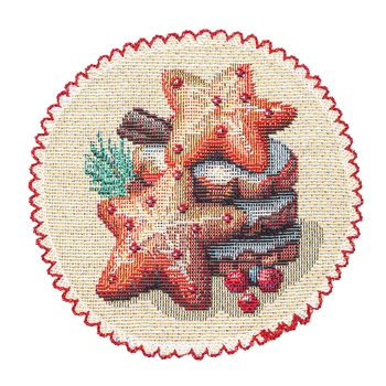 Салфетка-подкладка новогодняя гобеленовая "Вкус Рождества" (золотой люрекс) (RUNNER1385-10D)