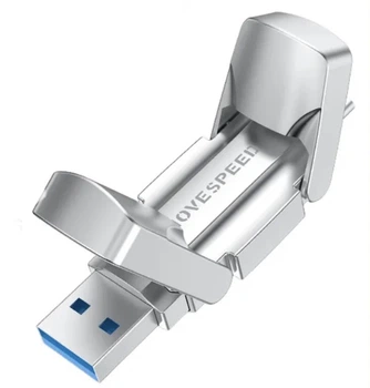 Внешний Твердотельный накопитель Флешка 2 в 1 USB 3.2 + Type-C высокоскоростной 520Mb/с SSD Movespeed V1 256Gb