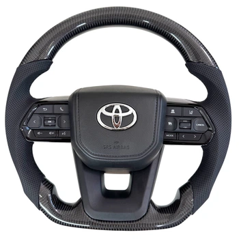 Анатомічне кермо з карбону для Toyota Land Cruiser 200, Prado 150. З підігрівом. Логотип - хром.
