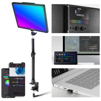Різнокольорова світлодіодна панель NEEWER GL1C RGB 48Вт з APP керуванням та настільним кріпленням-затискачем