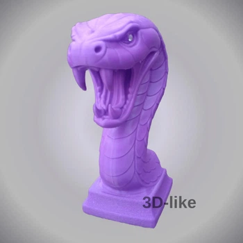 Декоративная статуэтка «Змея» 3D – фигурка змеи на подставке, элемент интерьера, сувенир, 16×12×6 см PETG пластик Фиолетовая