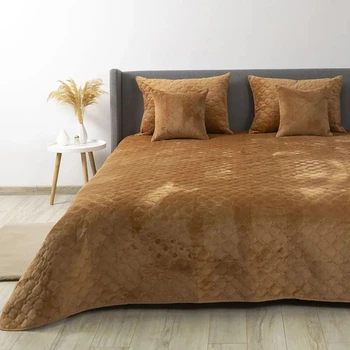 Покривало ТЕП "VELOUR" Кофейне/Ромб круглий, 180x240