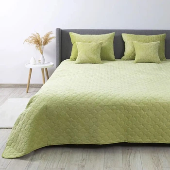 Покрывало ТЕП "VELOUR" Салатовое/Ромб круглый, 220x240