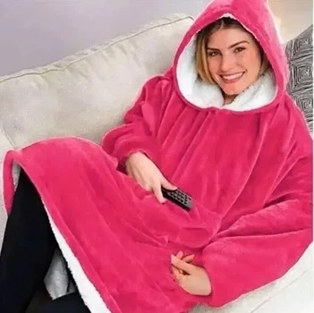 Толстовка-плед с капюшоном и рукавами Huggle Hoodie Розовый Универсальный размер (16226TLST05228-A) CLS55