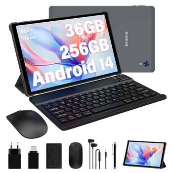 Планшет 10.4" 2K RUSHAR P107 12+24/256Gb 4G 2-SIM 8 ядер Android 14 8000 mAh Серый Б/В