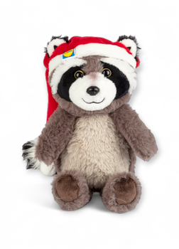 Мягкая игрушка Енот в новогодней шапке Lidl Plush Soft 20см Серый (7973)