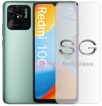Бронепленка для Xiaomi Redmi 10C на экран износоустойчивая полиуретановая SoftGlass