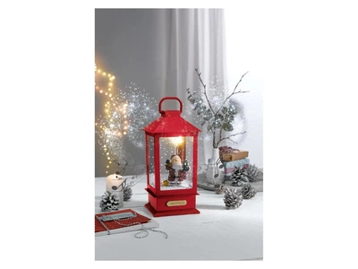Новогодний фонарь Санта Клаус с музыкой и снегом Livarno Home 30 см (P1-00312)