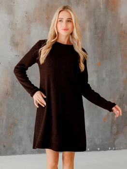 Платье короткое вязаное осеннее женское ARTKNIT Николь S Коричневое (2251948303014)