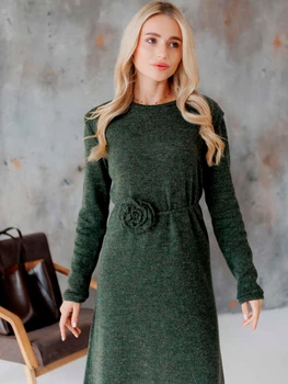 Платье миди вязаное осеннее женское ARTKNIT Николь S Темно-зеленое (2251948763016)