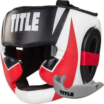 Боксерский шлем TITLE MMA Command Full Black/Red/White L капа в комплекте (XCHGF L BK/WH/RD)