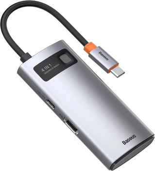 USB-хаб Baseus Type-C Hub 4-в-1 CAHUB-CY0G швидка зарядка PD100 Вт + HDMI 4K 30 Гц + USB 2.0 + USB 3.0 (33490_PD100)