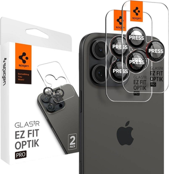 Захисне скло Spigen Glas.tR EZ Fit Optik Pro L-series для Apple iPhone 17 Pro Max/17 Pro/16 Pro Max/16 Pro/15 Pro Max/15 Pro/14 Pro Max/14 Pro Black 2 шт. (AGL05217)