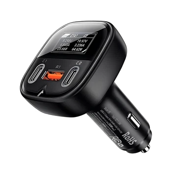 Автомобільний зарядний пристрій ACEFAST B5 PD + QC 3.0 (2 Type-C / 1 USB / 3A / 101W), Black