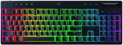 Klawiatura bezprzewodowa Razer BlackWidow V4 Low-Profile Yellow RGB Bluetooth/Wireless/USB Black (RZ03-05271500-R3M1)