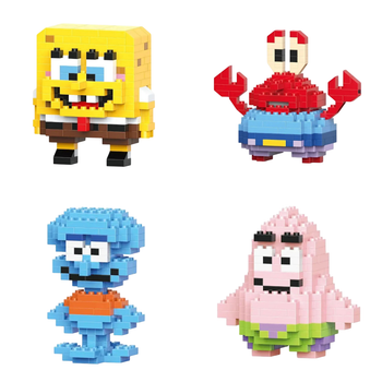Конструктор фігурка BRICKS SpongeBob SquarePants Губка Боб, Містер Крабс, Сквідвард, Патрік Стар Набір 4 шт