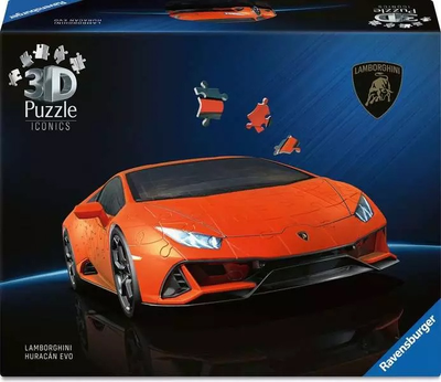 Пазл 3D Ravensburger Iconics Lamborghini Huracan EVO Orange 108 елементів 12008037 (4005555080527)