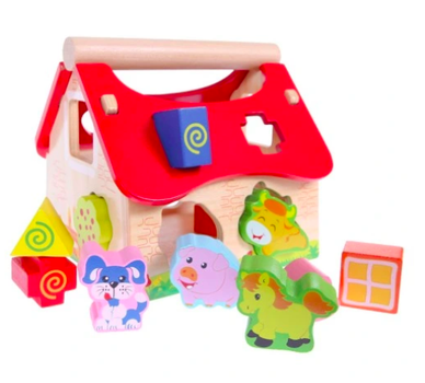 Drewniany sorter  EcoToys z klockami Farma (5905817000241)