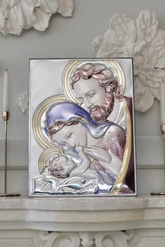 Серебряная икона Святое Семейство (LE 5001 COL) 25*33 см