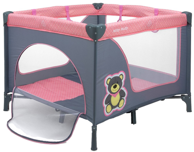Манеж ліжечко дитячий Milly Mally Fun Pink Bear (5901761126099)
