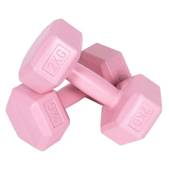 Hantle sześciokątne do ćwiczeń Modern Home 2 x 2 kg Różowe (5905817006106)
