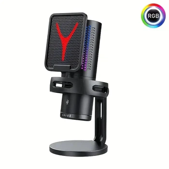 Микрофон Yanmai GM7 RGB игровой USB Type-C — кардиоидный, с подсветкой, регулятором громкости и mute