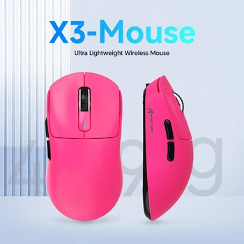 Ігрова Мишка ATTACK SHARK X3 Pink Бездротова Трирежимна 2.4G/Bluetooth/Кабель, PAW3395, 26000 DPI, 49 грам Ультралегка