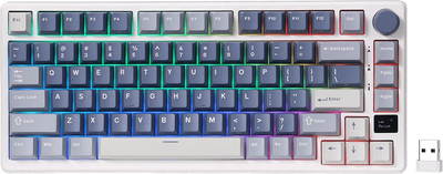 Клавіатура бездротова RK ROYAL KLUDGE M75 RGB K Sliver Switch Ocean Blue (RK-M75-OCBLU-KSLVSW-US)