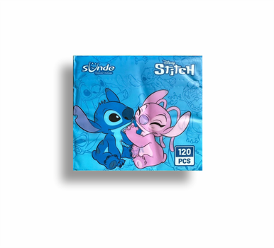 Салфетки сухие детские с рисунком «Stitch & Angel–Lovely Hugs» Дисней, ультратонкие, четырехслойные, без запаха, 120 шт.
