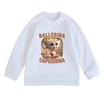 Свитшот детский белый с принтом Ballerina Capuchina Балерина Капучина DM-1814 98 см