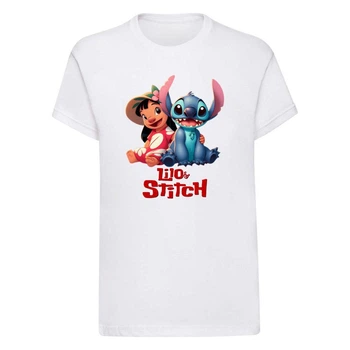 Футболка детская белая с принтом Лило и Стич Lilo & Stitch DM-1466 92 см