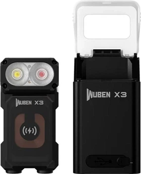 Ліхтар Wuben X3 PRO, 700 лм, 102 м, 50 год, 4000 мА·год, магніт, павербанк, зарядний кейс, EDC, IP65, power bank Чорний (6971196511752)