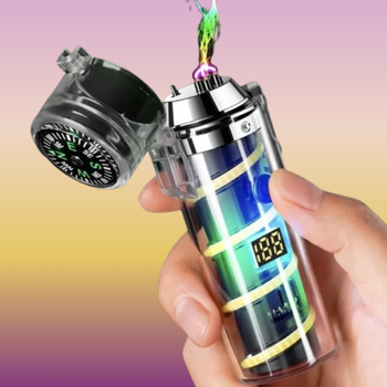 Зажигалка электроимпульсная плазменная дуговая USB Lighter водонепроницаемая встроеный фонарик компас