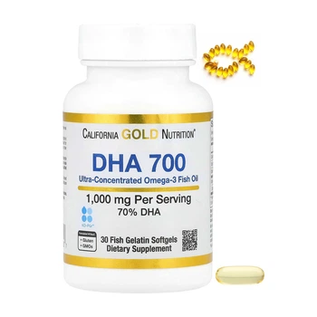 Омега 3 рыбий жир ультраконцентрированный DHA 700 California Gold Nutrition 1000 мг 30 капсул из рыбьего желатина (898220012527)