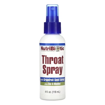 Спрей для горла с экстрактом косточек грейпфрута, цинком и ментолом Nutribiotic (Throat spray) 118 мл