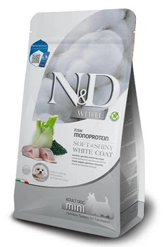 Сухой беззерновой корм Farmina N&D Grain Free Adult Mini для собак мелких пород с белой шерстью с сибасой, спирулиной и фенхелем 5 кг