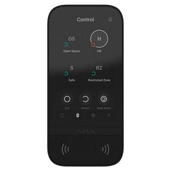 Сенсорная клавиатура Ajax Systems Ajax KeyPad TouchScreen 8EU Черный 5 IPS 480×854 px до 1700 м (8EU)
