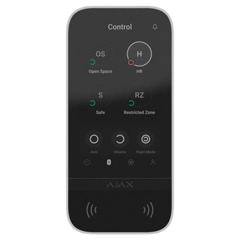 Дротова сенсорна клавіатура Ajax Superior KeyPad TouchScreen Fibra (8EU), до 2000 м, 5″ IPS 480 × 854, Білий