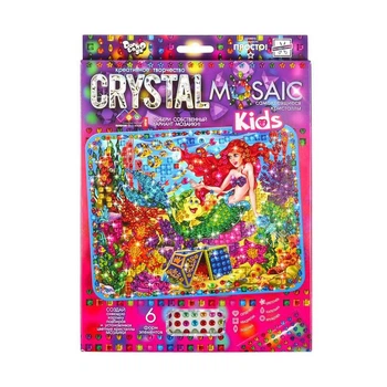 Алмазна мозаїка "Kids Crystal Mosaic Русалонька" шість різновидів кристалів, набори для творчості для дітей