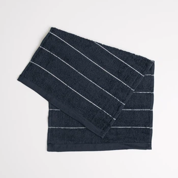 Махровое кухонное полотенце с полосками 30х50 см 400г/м2 GM Textile (Черный)