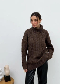 Светр ART KNIT Олівія коричневий, oversize 032238