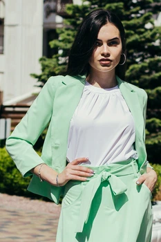 Жіночий жакет з костюмної тканини LadyLike 42 Ментоловий (ll2016720147367)