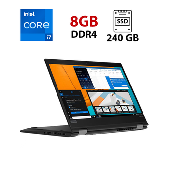 Ультрабук-трансформер Lenovo ThinkPad X390 Yoga / 13.3" (1920x1080) IPS Touch / Intel Core i7-8550U (4 (8) ядра по 1.8 - 4.0 GHz) / 8 GB DDR4 / 240 GB SSD / Intel UHD Graphics / WebCam / 4G б/в