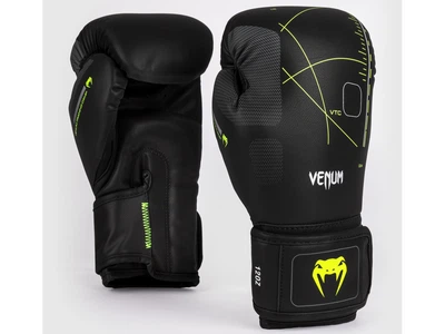 Боксерські рукавички VENUM Training Camp 4.0 Boxing Gloves 12 унцій чорний/салатовий (5870)