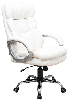 Офісне крісло керівника ManhattanDesign Хром Tilt М-1 Екошкіра White (Прогумовані колеса)