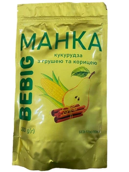 Манка кукурузная без глютена Bebig с грушей и корицей 450 г