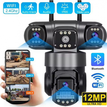 Камера зовнішня вулична поворотна WIFI V380 SC28-W FULL-HD 4Mp Нічна зйомка 4 об'єктива