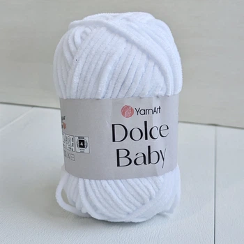 Пряжа YarnArt Dolce Baby №741 білий, (нитки плюшеві, тонкі)