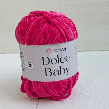 Пряжа YarnArt Dolce Baby №759 малиновая (ярко-розовая), (нити плюшевые, тонкие)